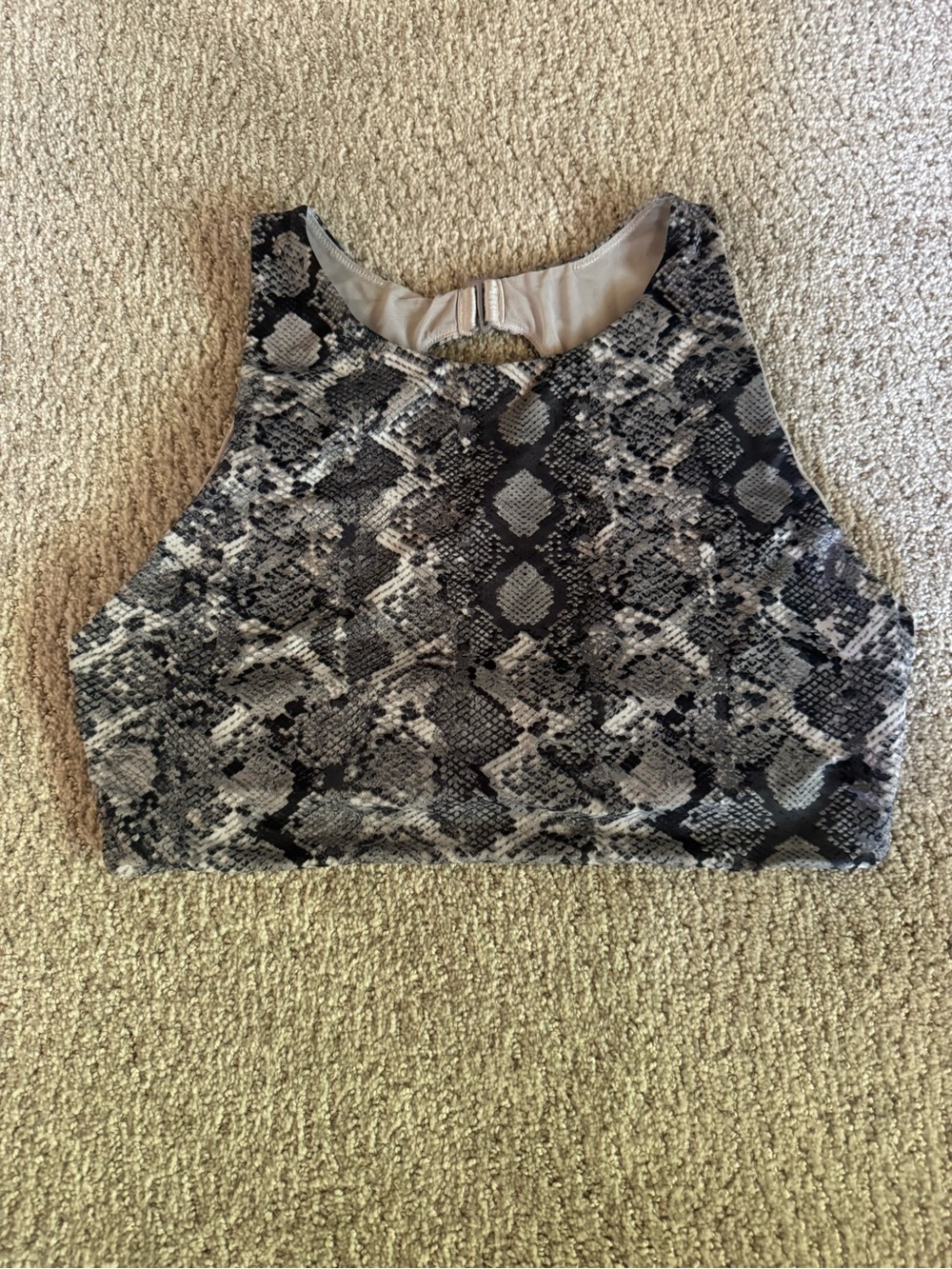 Victoria's Secret Snake Print High-Neck Crop Bra - Black & Gray